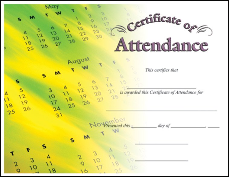 ATTENDANCE CERTIFICATE 100 STD PACK