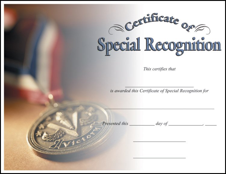 SPECIAL RECOGNITION CERT 100 STD PACK