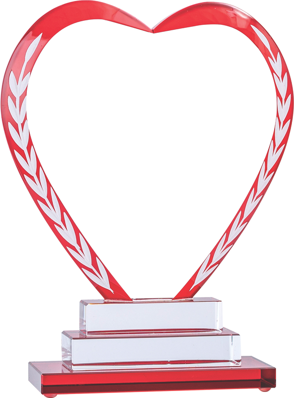 CRYSTAL HEART RED 7¼" 6 STD PACK
