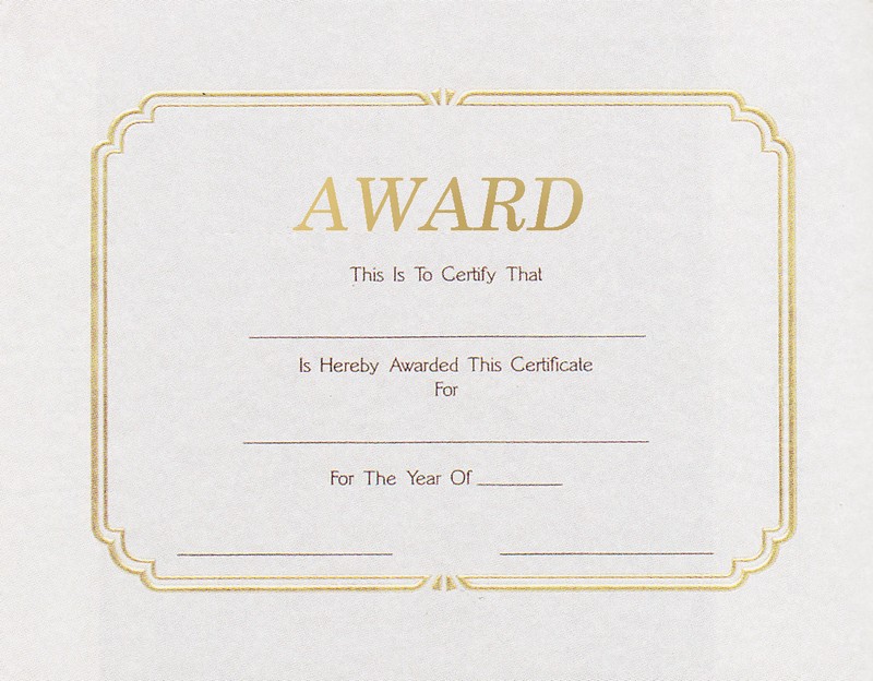 AWARD CERTIFICATE 100 STD PACK