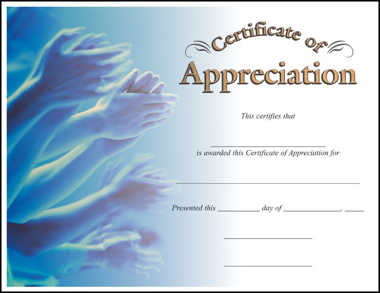 APPRECIATION CERTIFICATE 100 STD PACK
