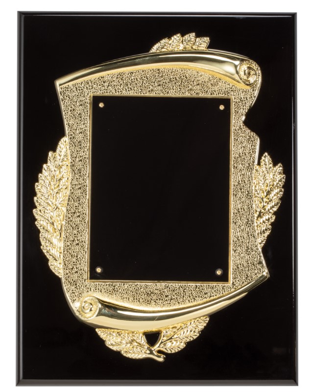 BLK PLQ W GLD FRM 9X12 1 STD PACK ~