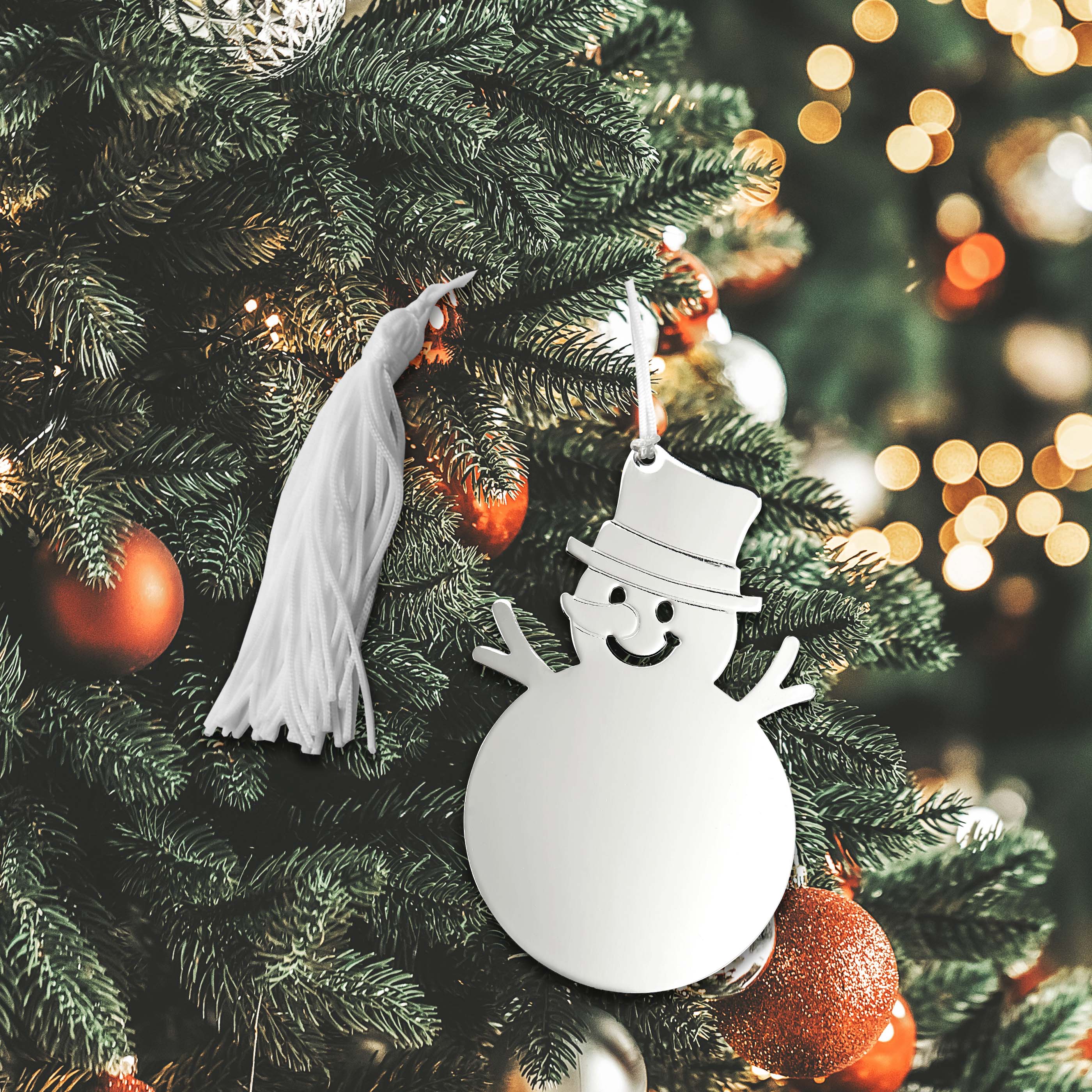 Snowman Ornament W/White Tassel