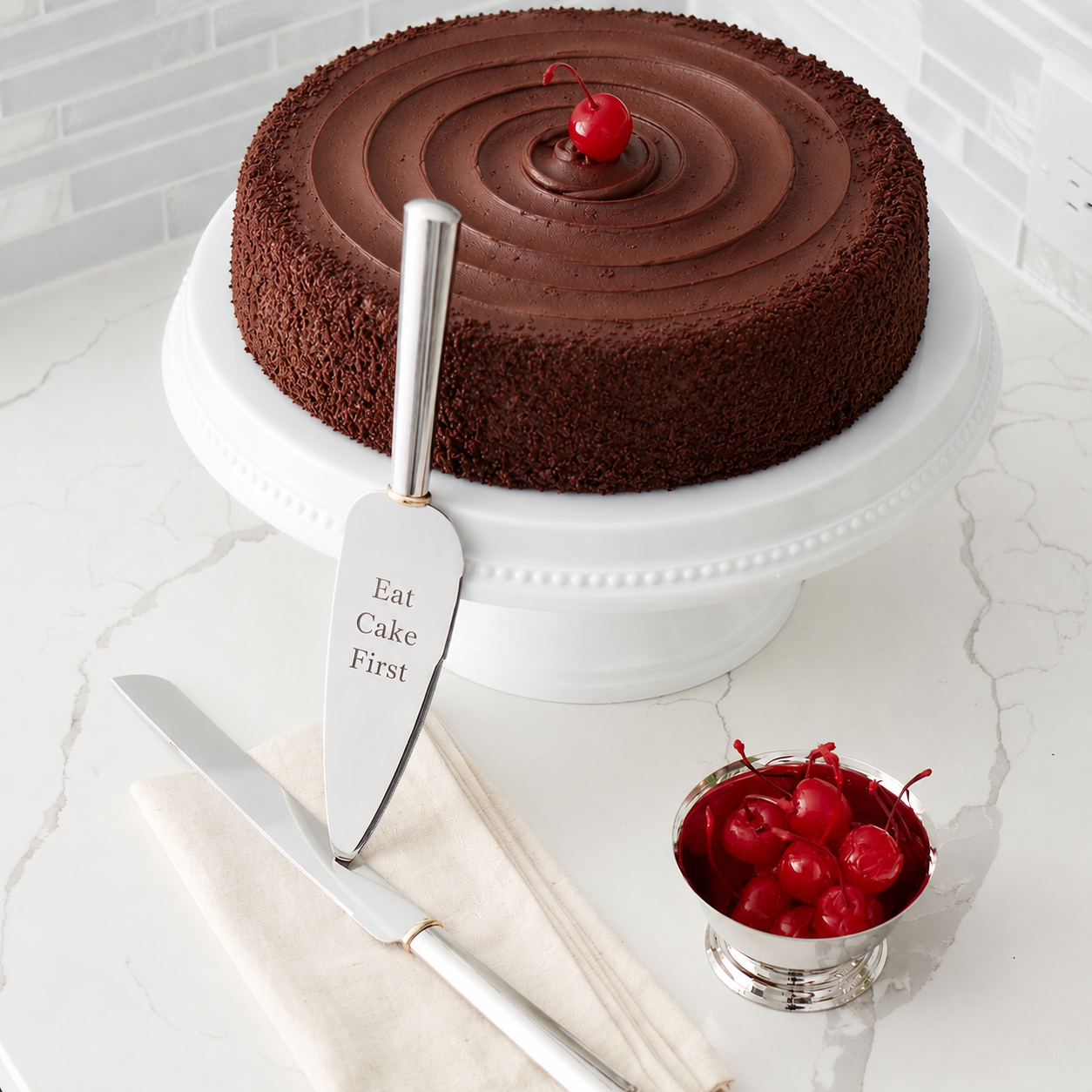 Gold Ring Cake Knife & Server Set